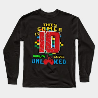 10th Birthday  Video Game  Level 10 year old Long Sleeve T-Shirt